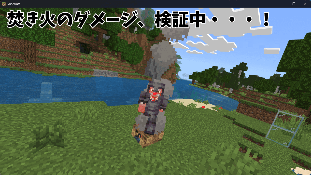 焚き火のダメージ、検証中・・・!アチチ!アチ!燃えてるんだろうか!? 焚き火のダメージ、検証中・・・!アチチ!アチ!燃えてるんだろうか!?